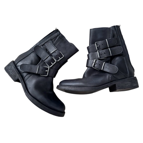 Free People Shoes - FREE PEOPLE Women's Black Leather Sunbelt Santa Fe Moto Boots-Size EU 36/6 US